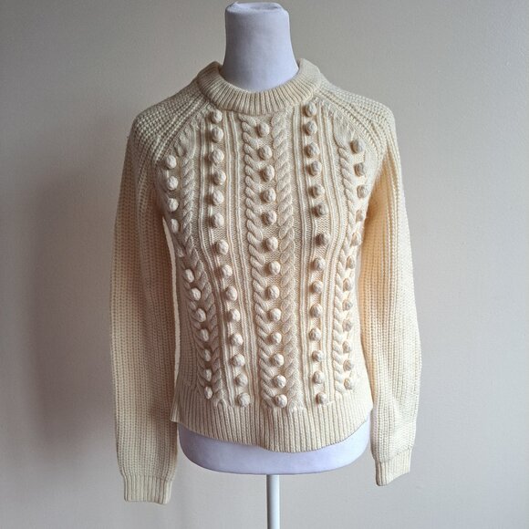 NEW Veronica Beard 100% Wool Ivory Hamilton Popcorn Sweater Size XS - Picture 1 of 16